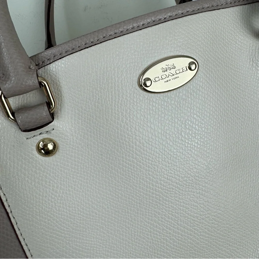 Coach Margot Small Carryall Satchel Leather Bag Beige Vanilla Color Block